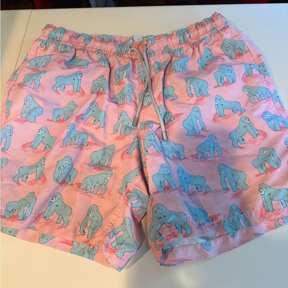 Gorilla Print Pink Swim Trunks